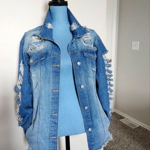 Trill blue jean distressed jacket
